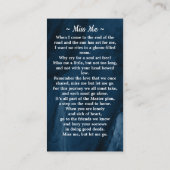 葬儀記念祈りの言葉カードブルーマーブルフォト コーリングカード (裏面)