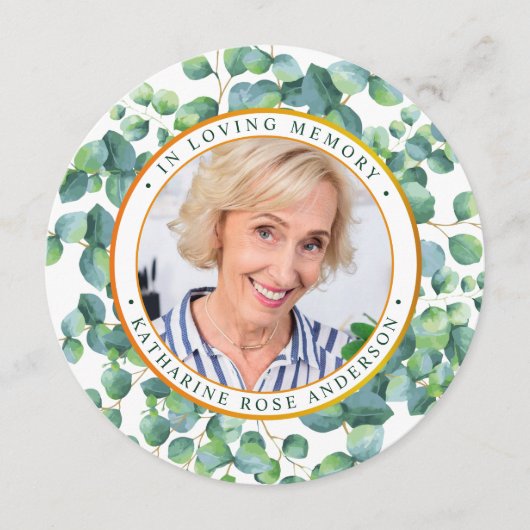 葬儀記念祈りの言葉カードユーカリ金ゴールド写真 シーズンカード (正面)