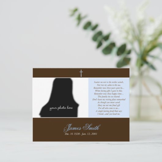 葬儀記念祈りの言葉カード写真テンプレート:: 2A ポストカード (スタンド正面)