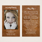 葬儀記念祈りの言葉カード悔やみや弔慰革 (正面&裏面)