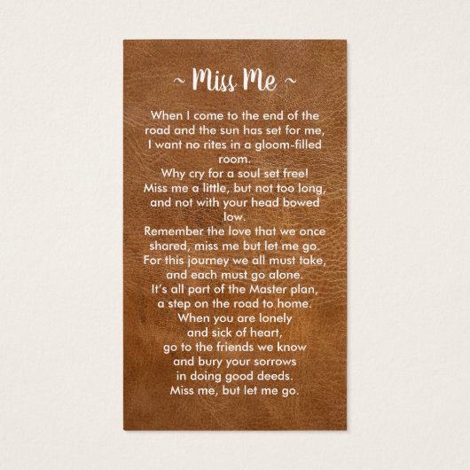 葬儀記念祈りの言葉カード悔やみや弔慰革 (裏面)