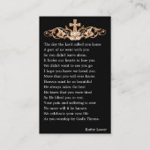 葬儀記念祈りの言葉フォトカード 名刺 (裏面)