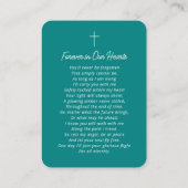 葬儀記念祈りの言葉記念ティール（緑がかった色）カード 名刺 (裏面)