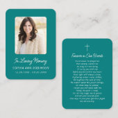 葬儀記念祈りの言葉記念ティール（緑がかった色）カード 名刺 (正面/裏面)