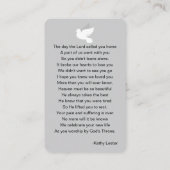 葬儀記念祈りの言葉鳩フォトカード 名刺 (裏面)