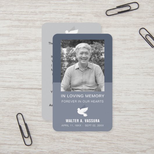 葬儀記念祈りの言葉鳩フォトカード 名刺 (正面/裏面インサイチュ)