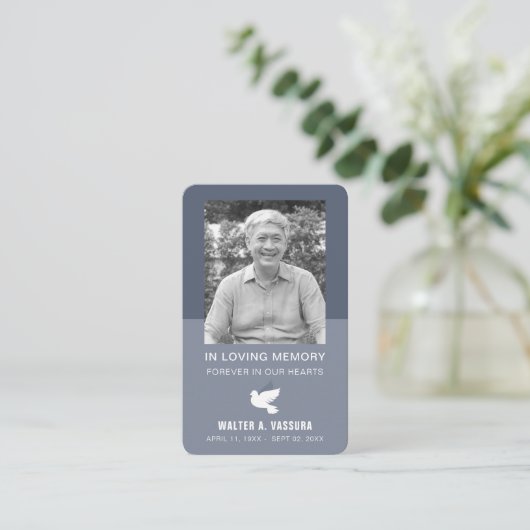 葬儀記念祈りの言葉鳩フォトカード 名刺 (スタンド正面)