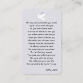 葬儀記念祈りの言葉鳩フォトカード 名刺 (裏面)