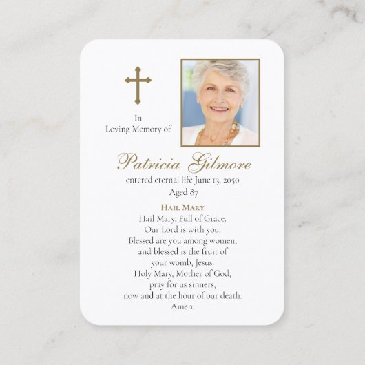 葬儀記念私たちの女性の祈りの言葉同情カード 名刺 (裏面)