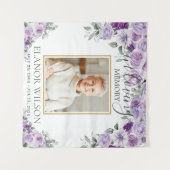 葬儀記念紫薄紫フローラ写真写真 タペストリー (正面(横))