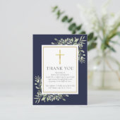 葬儀記念緑のクリスチャンの写真 サンキューカード (スタンド正面)