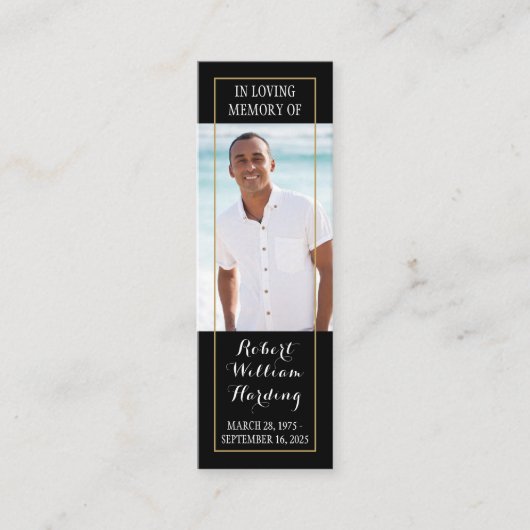 葬儀記念詩祈りの言葉写真ブックマークカード スキニー名刺 (正面)