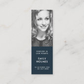 葬儀記念 |ネイビモダンーミニブックマークカード スキニー名刺 (正面)