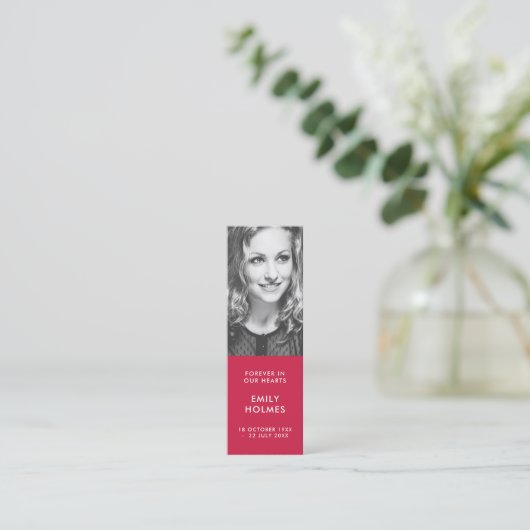 葬儀記念 |ピンクモダンミニブックマークカード スキニー名刺 (スタンド正面)