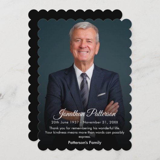 葬儀記念 |生命お祝い悔やみや弔慰 サンキューカード (正面/裏面)