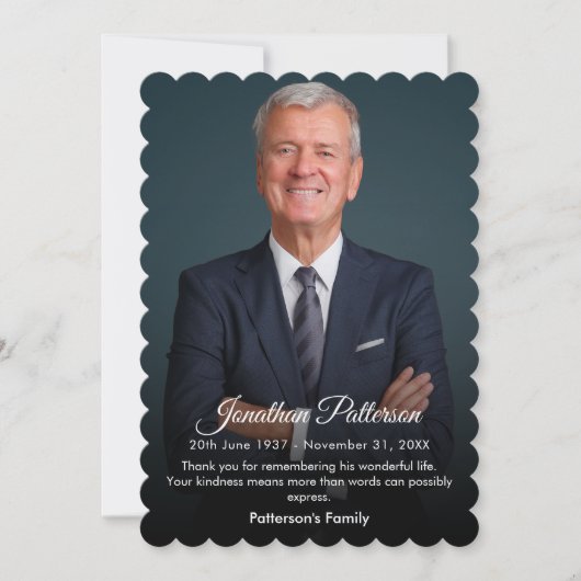 葬儀記念 |生命お祝い悔やみや弔慰 サンキューカード (正面)