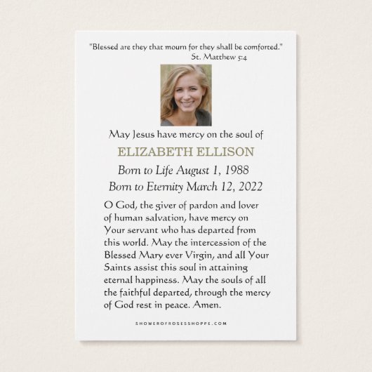 葬儀軍隊アメリカ国旗祈りの言葉 (裏面)