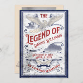 葬儀軍隊退役軍人愛国的テーマ 招待状 (正面/裏面)