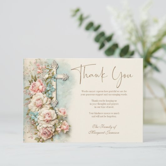 葬儀追悼式フローラクロス宗教 サンキューカード (スタンド正面)
