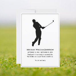 葬儀追悼白黒ゴルフプレーヤー サンキューカード