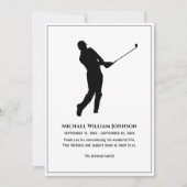 葬儀追悼白黒ゴルフプレーヤー サンキューカード (正面)