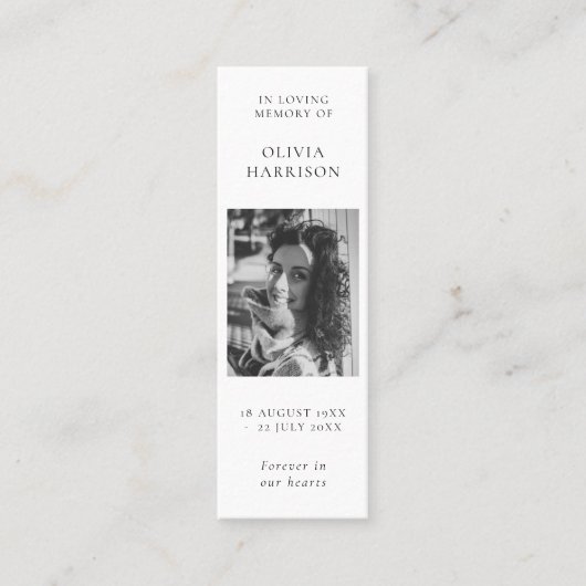 葬儀追悼記念ミニブックマークカード スキニー名刺 (正面)