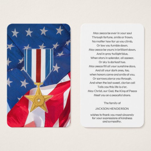 葬儀銀のスター祈りの言葉共感表 (正面&裏面)