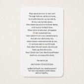 葬儀銀のスター祈りの言葉共感表 (裏面)