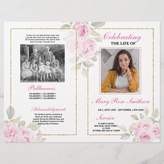 葬儀順番ライフピンク色の花 チラシ (正面)