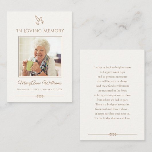 葬儀鳥悔やみや弔慰覚醒記念カード 名刺 (正面/裏面)