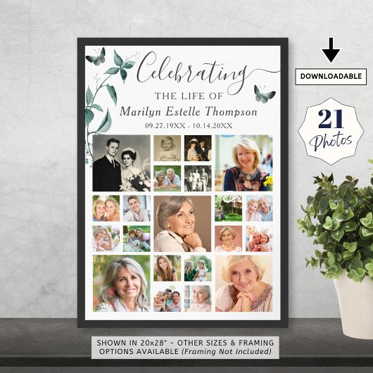 葬儀21 フォトコラージュ 植物 蝶 ポスター