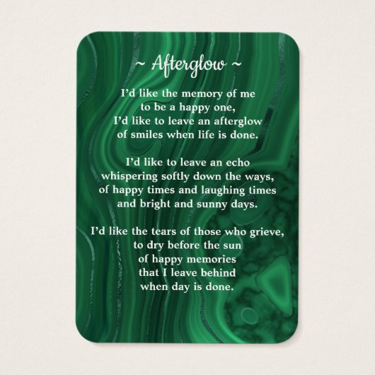 葬儀3写真記念祈りの言葉カードエメラルドグリーン (裏面)