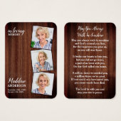 葬儀3素朴写真記念祈りの言葉カード (正面&裏面)