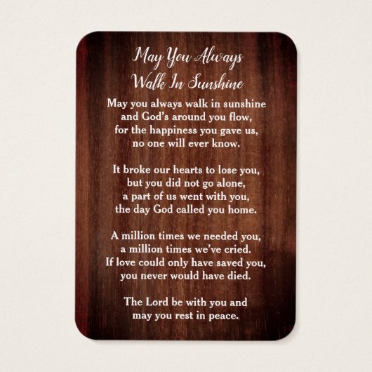 葬儀3素朴写真記念祈りの言葉カード (裏面)