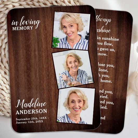 葬儀3素朴写真記念祈りの言葉カード