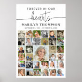 葬儀33 写真コラージュ 手書きのハート ポスター (正面)