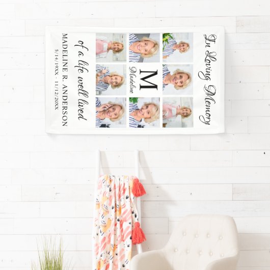 葬儀8パーソナライズされた写真コラージュ記念 横断幕 (インサイチュ)