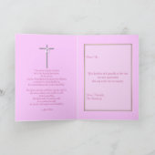 葬儀「ありがとう」ピンクの銀色の宗教金ゴールド サンキューカード (内部)