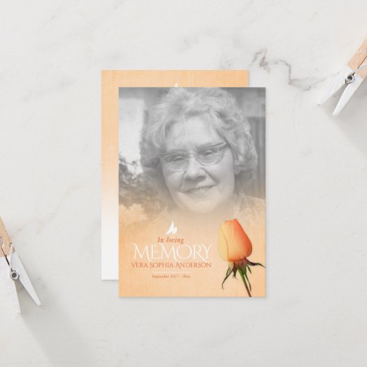 葬儀 オレンジ色のバラの写真 追悼詩 (正面/裏面インサイチュ)