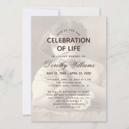 葬儀 フォト エレガント スクリプト ライフ セレブレーション 招待状