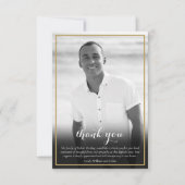 葬儀 フォト ブラック&ホワイト エレガント サンキューカード (正面)