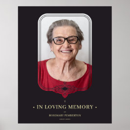 葬儀 ブラック フィリグリー オーナメント 花形 フォト ポスター