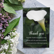 葬儀/メモリアルホワイトリリーフローラサンキューカード