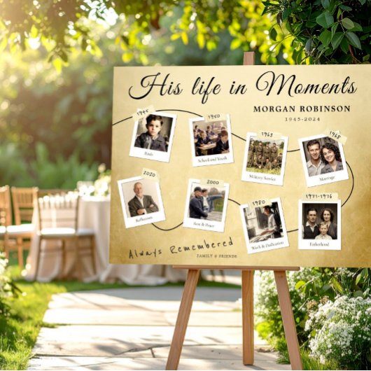 葬儀 写真 メモリー タイムライン 彼の人生ボード ポスター