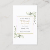 葬儀 哀悼 記念 緑の植物 祈り カード (正面)