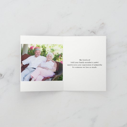 葬儀、家族から感謝 サンキューカード (内部)