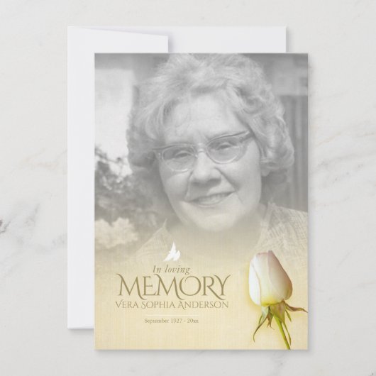 葬儀 白いバラの写真 追悼 詩 (正面)