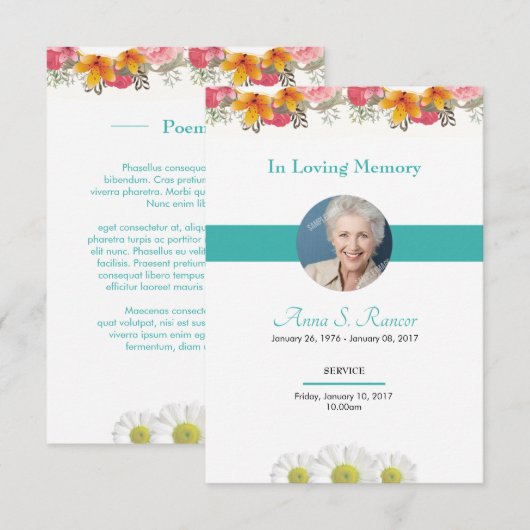 葬儀 祈念カード 招待状 (正面/裏面)