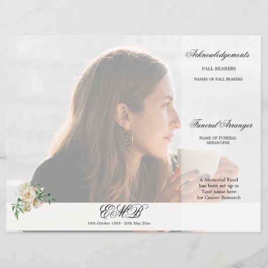 葬儀 花 エレガント 写真 式次第 (正面)