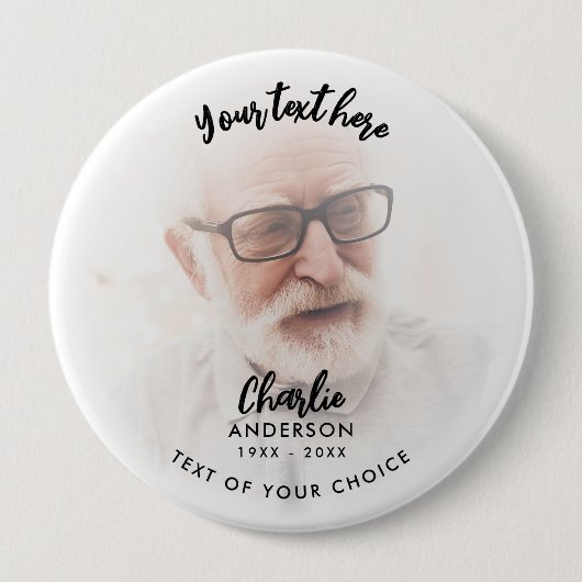 葬儀/記念モダン文字カスタム写真の献上品 缶バッジ (正面)